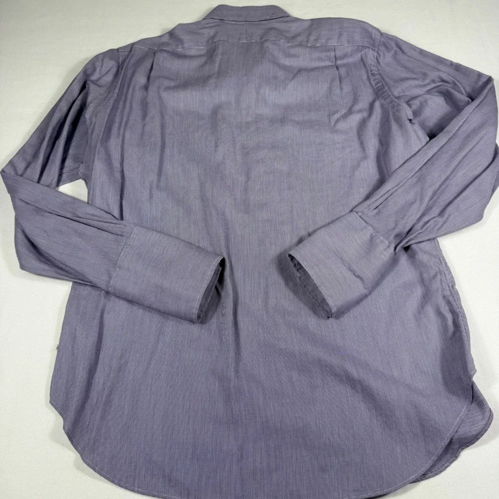 Polo Ralph Lauren Philip Dress Shirt 16 34 Purple White Micro Stripe French Cuff